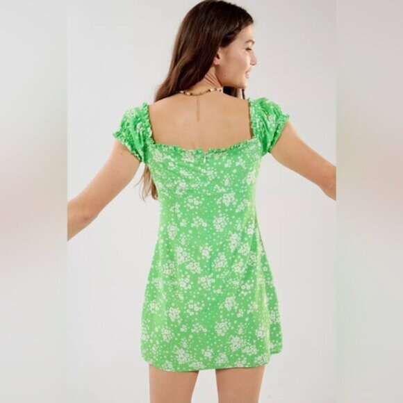 Urban Outfitters x Glamorous Floral Off the Shoulder Mini Dress New Large Green - Picture 6 of 9